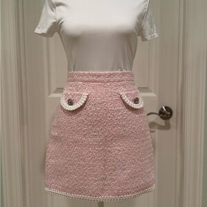 Alessandra Rich Pink Tweed Mini Skirt